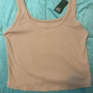 Ribbed Beige Crop Top